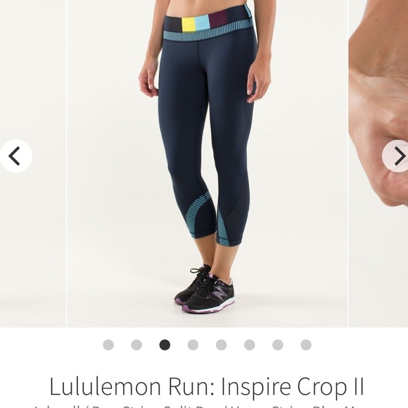 Lululemon Run: Inspire Crop II Inkwell Pow Stripe Split Pea Hyper Stripe 8/10 - Picture 1 of 10